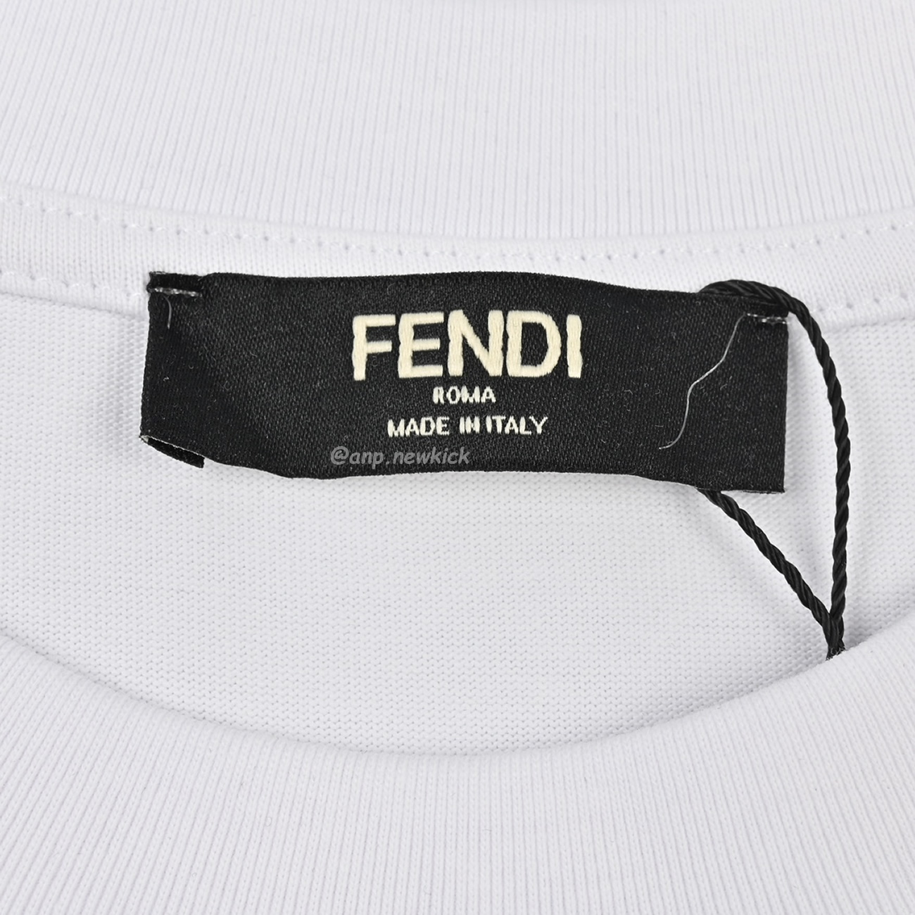 Fendi Pentagonal F Embroidered Flocked Round Neck Short Sleeved T Shirt (5) - newkick.org